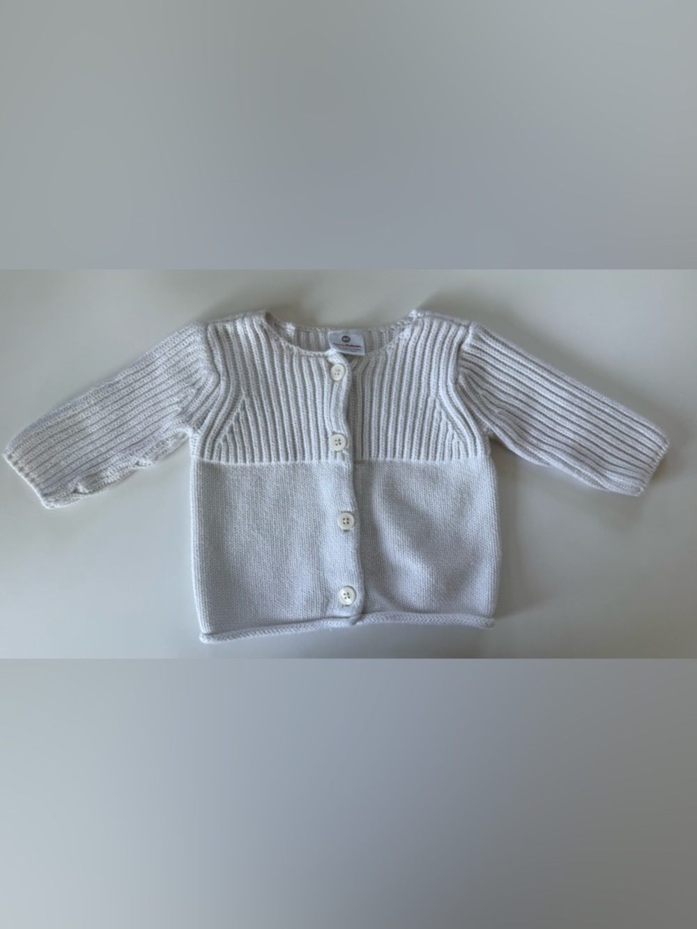 Hanna Andersson White Knit Button Cardigan